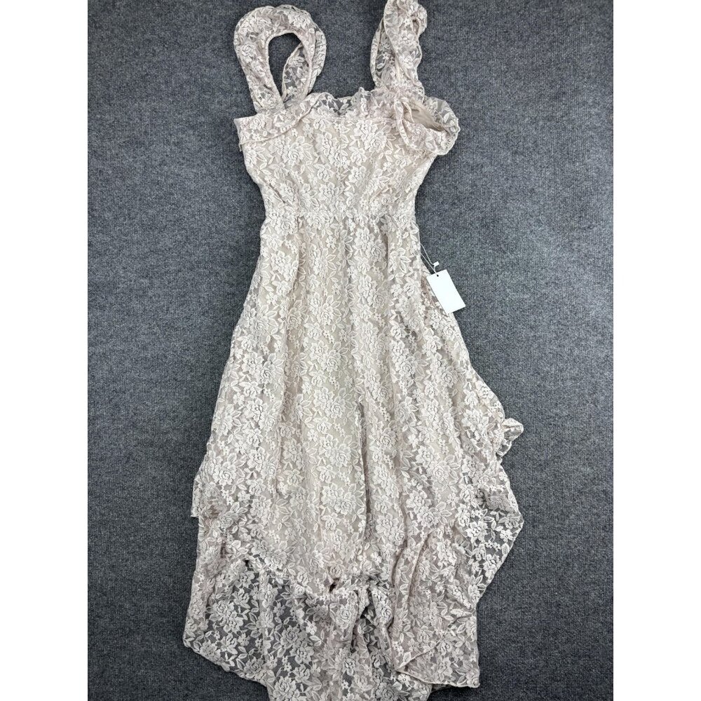 Joyfolie Dress Womens XS Blush Elowen Lace Ruffle Asymmetrical High Low Midi - Picture 10 of 10